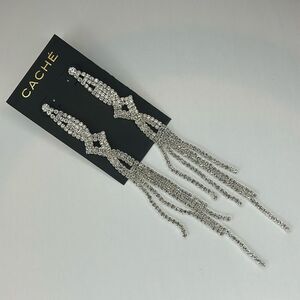 NWT CACHE Crystal Dangle Studded Chandelier
Earrings in Silver